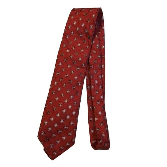 Other - 5/$15 Cremieux Collection Handmade Long Red White Geometric Silk Men's Tie NWOT